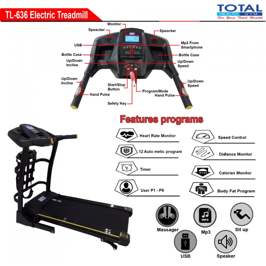 Treadmill Elektrik TL 636 2HP